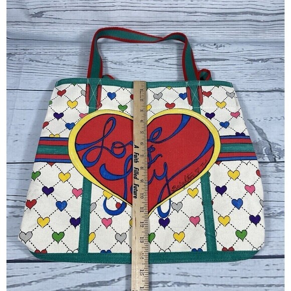 BRIGHTON Love & Joy Tote BAG by Brighton Lulu ThMulticolor Hearts Canvas Bow - Picture 8 of 8